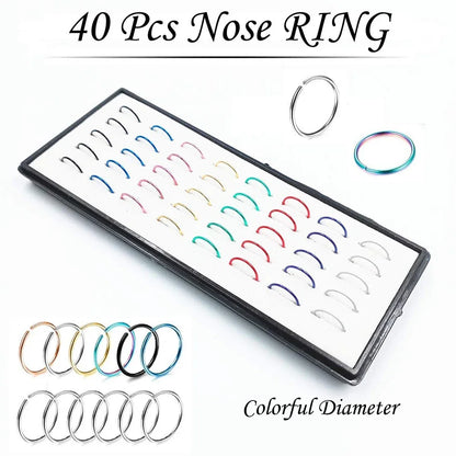 Fashion Crystal Stainless Steel Nose Stud Piercing for Women Hypoallergenic 1.8mm Nose Ring Straight/L/Screw Shaped Body Jewe