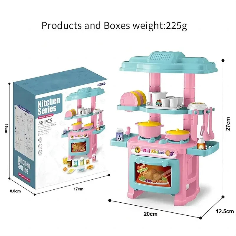 Mini Kitchen Counter Play Set DIY Simulated Cooking Food Tableware Play House Role Play Pretend Game Toy Gift Kid Boy Childre