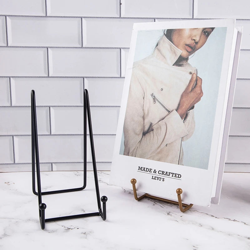 1pc Plate Display Stand Picture Easel Metal Plate Stands Holder Display Pictures Frame Photo Decorative Plate Dish Tabletop A