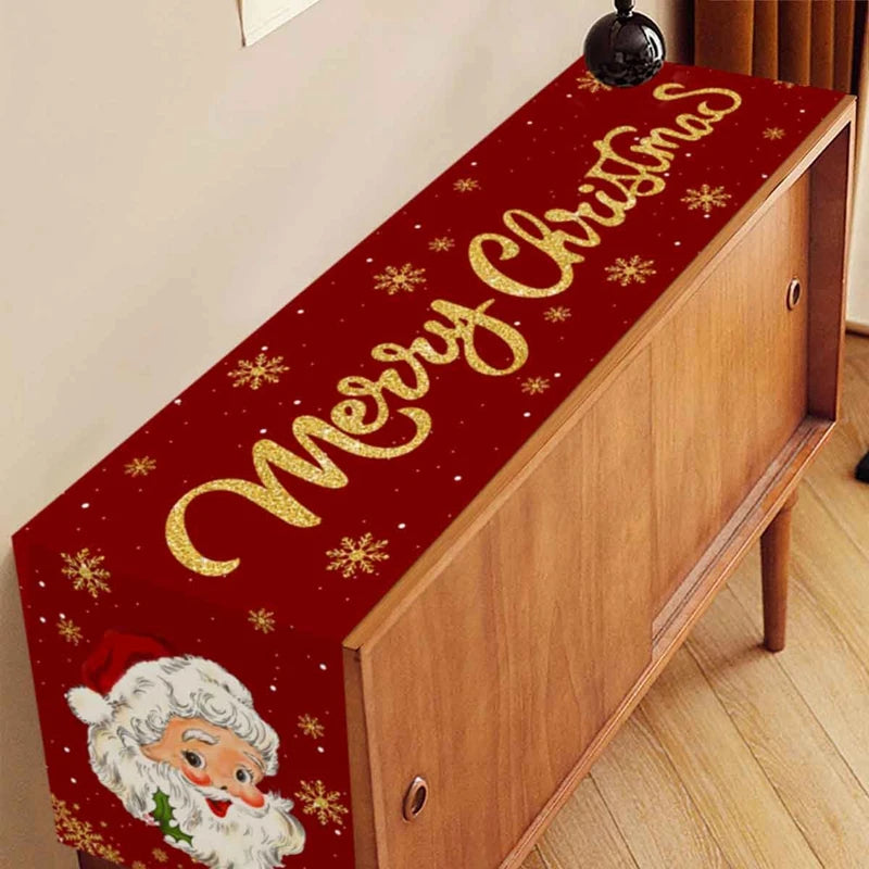 Santa Claus Christmas Table Runner Christmas Decorations For Home 2025 Xmas Table Flag Navidad Noel Gifts New Year Tablecloth