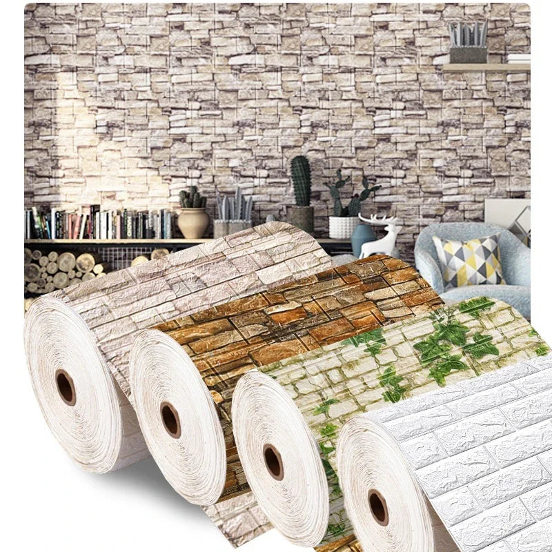 3D Foam Brick Wall Panels Stickers Self Adhesive Waterproof Living Room Wallpaper Wall Decal Home Decor Wallcovering TV Backd
