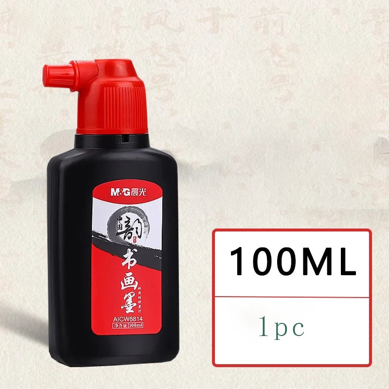 M&G Chinese Ink Refined Ink Black Liquid Traditional Calligraphy Brushstrokes 100/250/500ml Writing & Drawing - 100ML  1PC