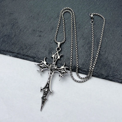 1 piece Gothic Double Sided Cross Pendant Necklace Niche Personality Design Hip Hop Retro Punk Accessories