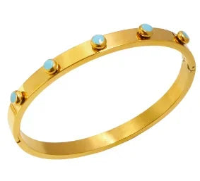 Stainless Steel With Zirconia Bracelet Bangle Simple Jewelry - B28 Gold