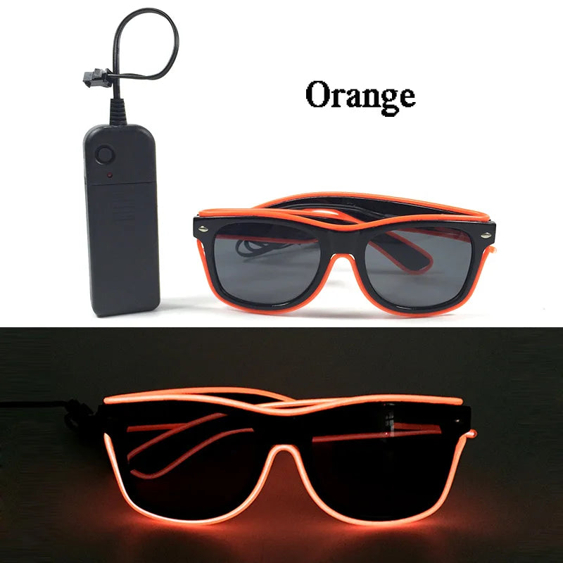 1PC Light Up LED Glasses Glow Sunglasses EL Wire Neon Glasses Glow in The Dark Party Supplies Neon Party Favors for Adults - 