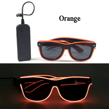 1PC Light Up LED Glasses Glow Sunglasses EL Wire Neon Glasses Glow in The Dark Party Supplies Neon Party Favors for Adults - 