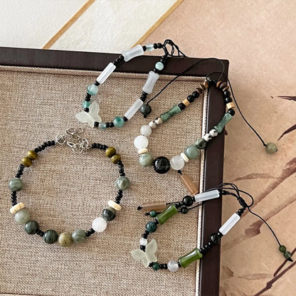 Fashion Bamboo Beads Chinese Style Beaded Bracelet Chinese Style Beaded Braided Rope Bracelet Vintage Antique Bracelet