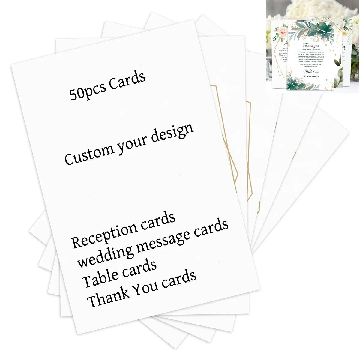 50pcs Custom Reception Message Cards,Personalized Image Own Design,Thank You Menu Table Cards,Unique Event Stationery,Invitat