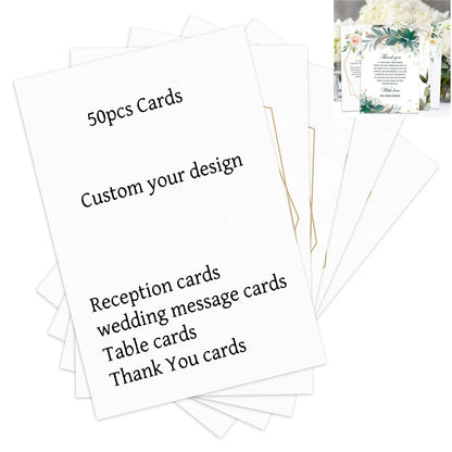 50pcs Custom Reception Message Cards,Personalized Image Own Design,Thank You Menu Table Cards,Unique Event Stationery,Invitat