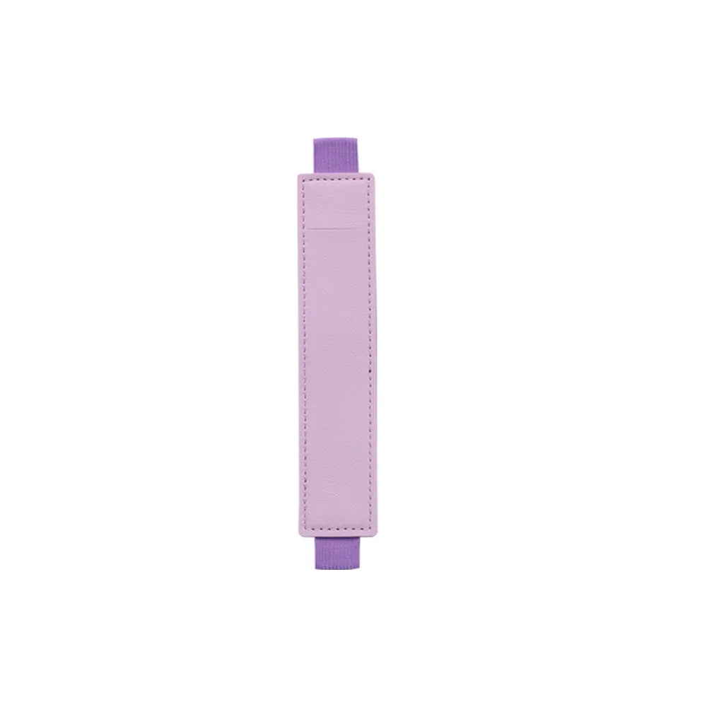 1pc PU Leather Elastic Notebook Band Holders Adjustable Pen Sleeve Pencil Pouch Holder Strap for Notebook Binder - Light Purp