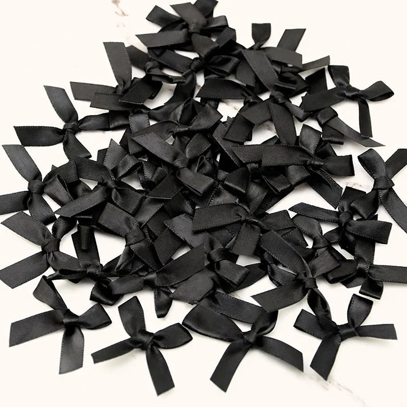 4x4cm Colourful Bows Small Size Polyester Satin Ribbon Bow Flower DIY Craft Decoration - black / 200pcs