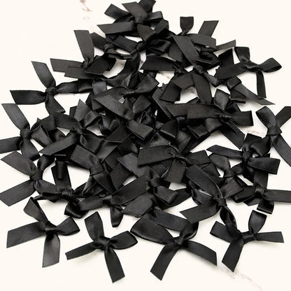 4x4cm Colourful Bows Small Size Polyester Satin Ribbon Bow Flower DIY Craft Decoration - black / 200pcs