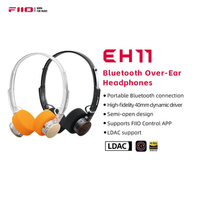 FIIO EH11 On-Ear Bluetooth Headphones, Powerful Bass & LDAC Hi-Res Audio, Lightweight Retro Design, 30H Battery, Dual Device 