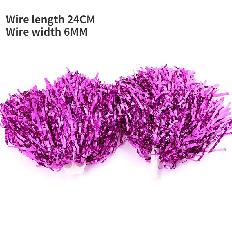 Cheerleading Pom Poms with Handle Cheer Balls Gold Yellow Pink Red Green Blue for Hand Dance Women Girl Kids Pompoms Accessor