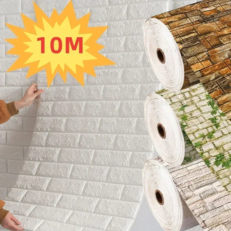 70cmx1/5/10m 3D Wallpaper Decoration Self-adhesive Antique Foam Brick Wallpaper Living Room Bedroom Waterproof 3d Wall Sticke