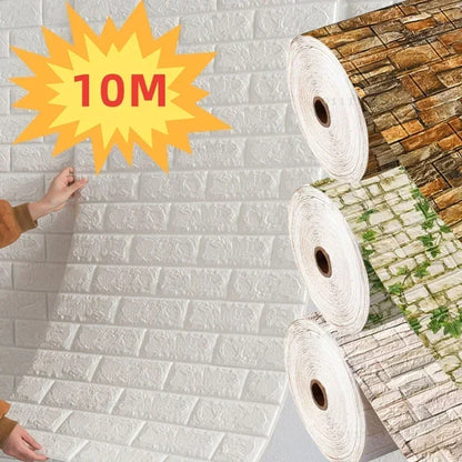 70cmx1/5/10m 3D Wallpaper Decoration Self-adhesive Antique Foam Brick Wallpaper Living Room Bedroom Waterproof 3d Wall Sticke