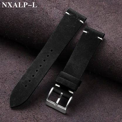 Vintage Oil Wax Leather Watch Band 18mm 20mm 21mm 22mm Handmade Stitching Cowhide Strap for Omega for Seiko Smartwatch Wristb
