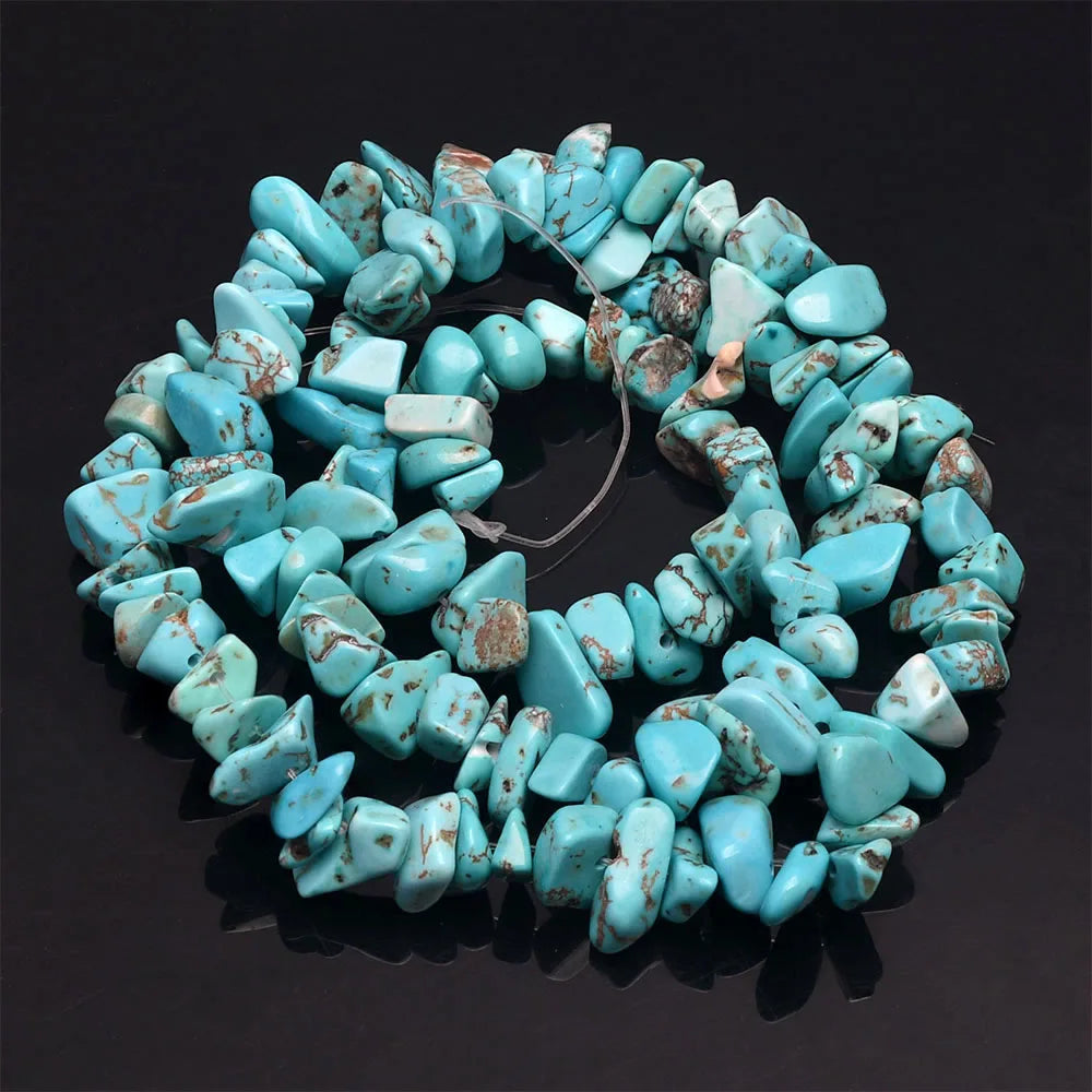 16 inch Natural Stone Beads Chips Beads 5-8mm Irregular Crystal Agate Gravel Beads Diy Bracelet For Jewelly HK058 - Blue Turq