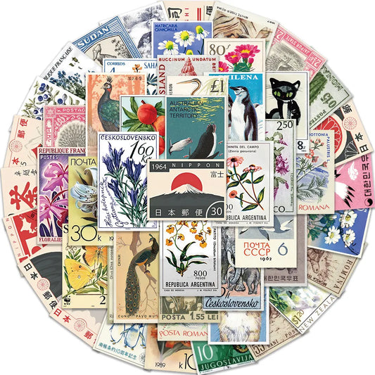 50PCS Cartoon Retro Japanese Stamps Graffiti Stickers for Bicycle Hand Account Pencil Case Decals