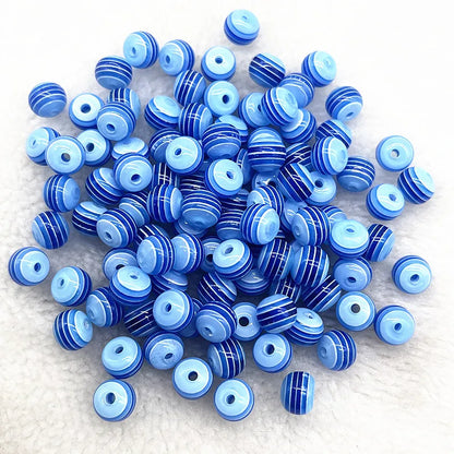 6mm 8mm Round Transparency Resin Beads Stripe Spacer Beads for Jewelry Making Children Handcraft Department DIY Accessories -