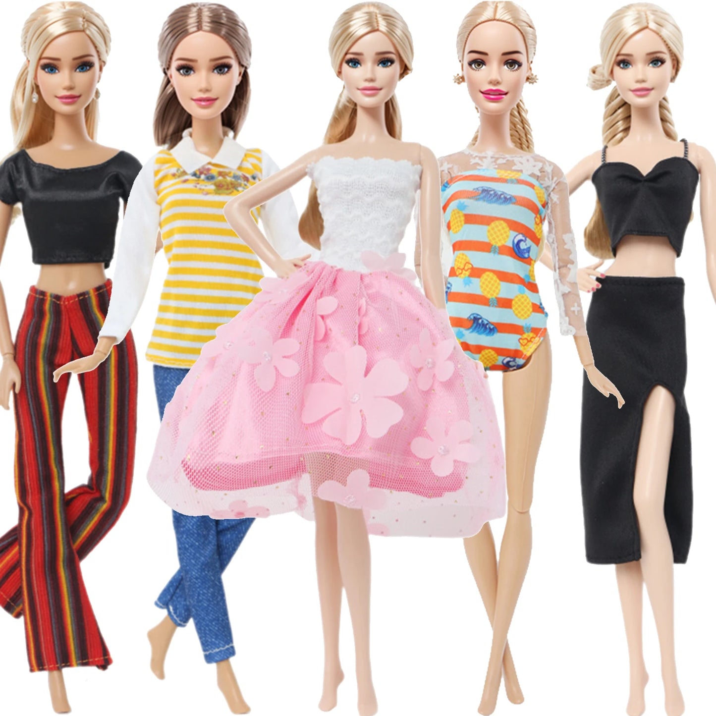 5 Set 3 Set Handmade Fashion Doll Outfit Daily Casual Wear Blouse Shirt Vest Bottom Pants Skirt Clothes for 1/6 Doll Accessor