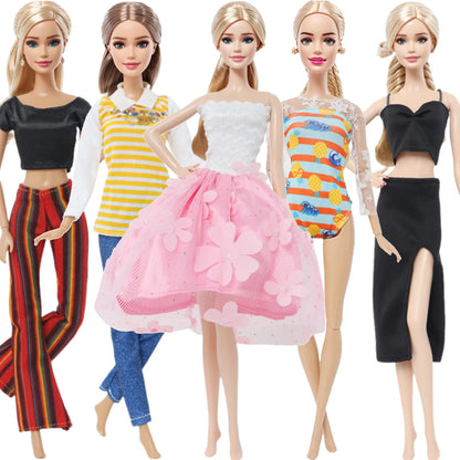 5 Set 3 Set Handmade Fashion Doll Outfit Daily Casual Wear Blouse Shirt Vest Bottom Pants Skirt Clothes for 1/6 Doll Accessor