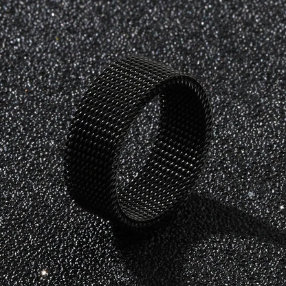 2025 New 8mm Wide Stainless Steel Rings Titanium Couple Rings Deformable Mesh Accessories for Women Men Jewelry Wedding Gift