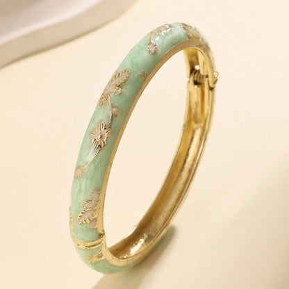 Traditional Vintage Cloisonne Bangle Chinese Classic Hollow Out Flower Bangle Vintage Ethnic Women's Hand Bracelet Jewelry Gi