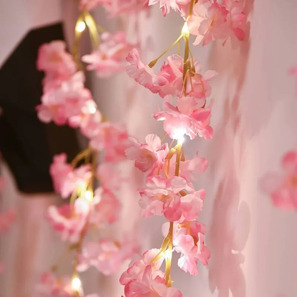 2M 20LEDs Cherry Blossom String Light Garland Artificial Flower Vines Fairy Lights for Bedroom Wedding Party Holiday Decorati