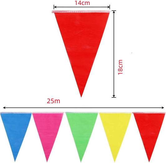 25m Colorful Pennant Banner Flags Birthday Bunting Banner Opening Wall Hanging Outdoor Event Classroom Party Garland Home Dec