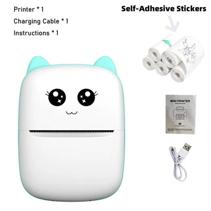 Portable thermal printer mini cat print photo pocket thermal label printer 58mm printing wireless Bluetooth Android iOS print