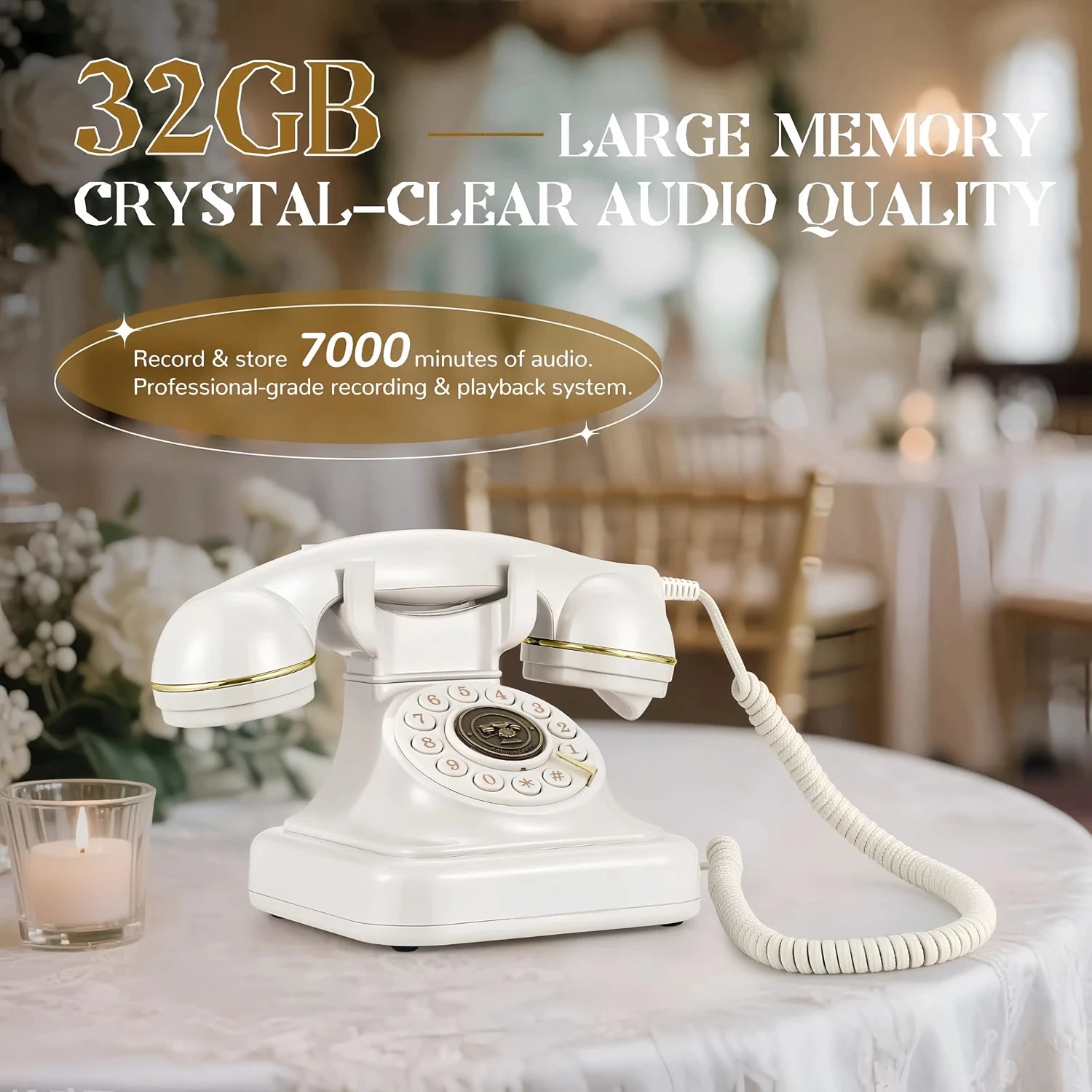 32Gb Retro Audio Wedding Guestbook Phone Banquet Voice Login Book Telephone Guest Blessing Audio Message Record Phone