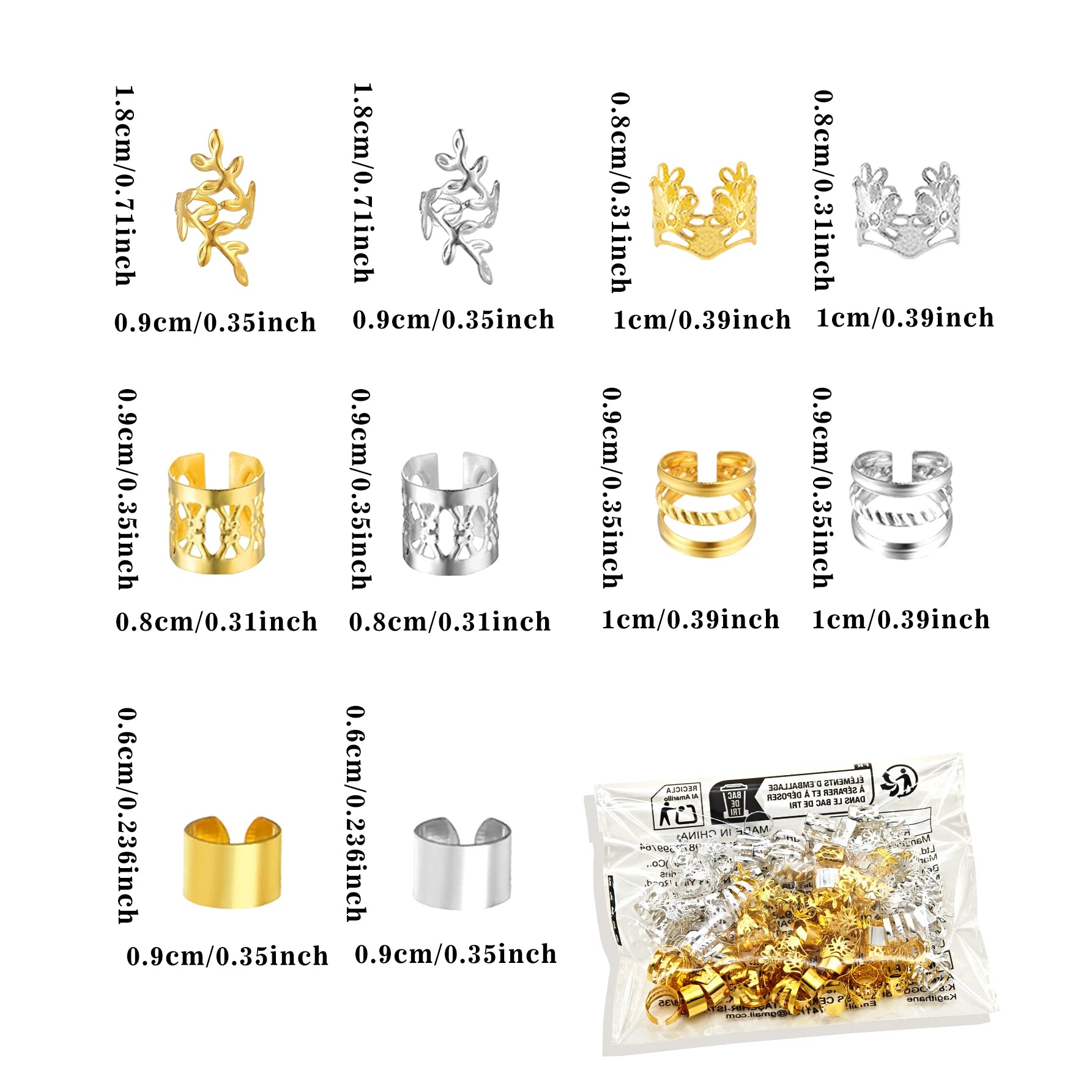 100pcs Elegant Golden Alloy Hair Jewelry for Braids, Solid Color - Vintage-Inspired Accessories for Men & Women's Dreadlocks