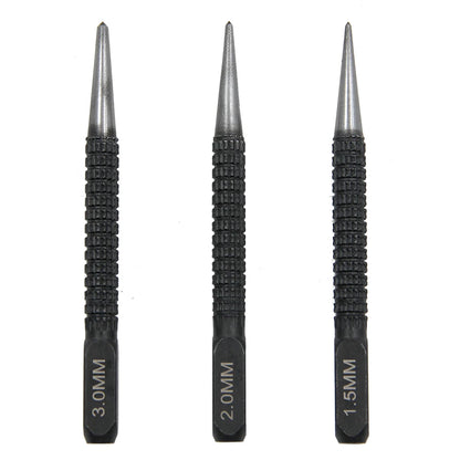 3PC Center Punch Positioning Punch Drilling Fixer Black Cylindrical Nail Punch Pin Tool Accessories