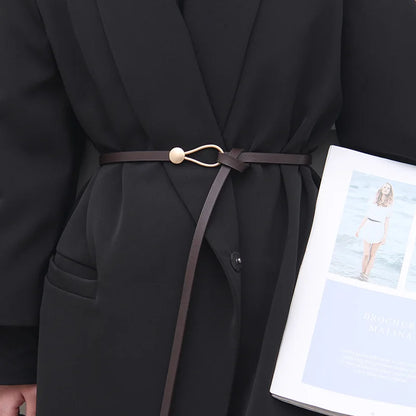 New Fashion Leather Women Belt Designer Metal Buckle Waist Strap All-match Lady Dress Coat Sweater Decorative Knotted Waistba