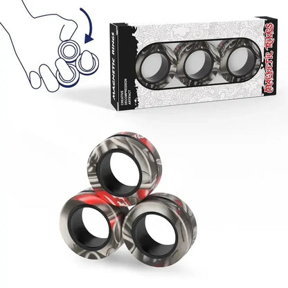 Magnetic Rings Fidget Toy Set Adult Fidget Magnets Spinner Rings Fidget Pack Great Gift for Adults Teens (3PCS)