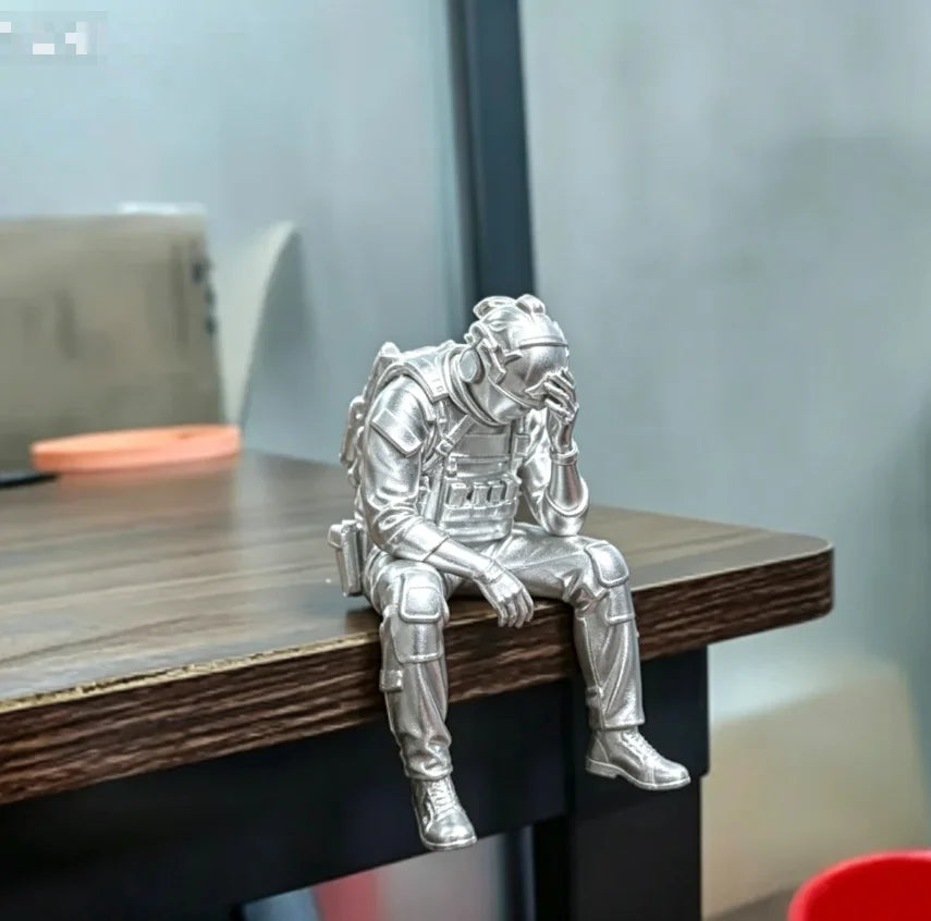 Military Style Sitting Soldier Figurine 3D Printed Miniature Tactical Gear Desk Ornaments Home Office Bookshelf Decor Craft G