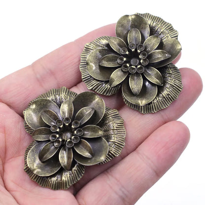 Pendants Wraps Metal Crafts Connectors Rose Flower Filigree Flower For Embellishments Scrapbooking Jewelry DIY Accessories - 