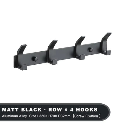 Modern Hanging Hooks For Wall Aluminium Black Towel Holder Bathroom Door Clothe Hanger Coat Rack Wall Mounted