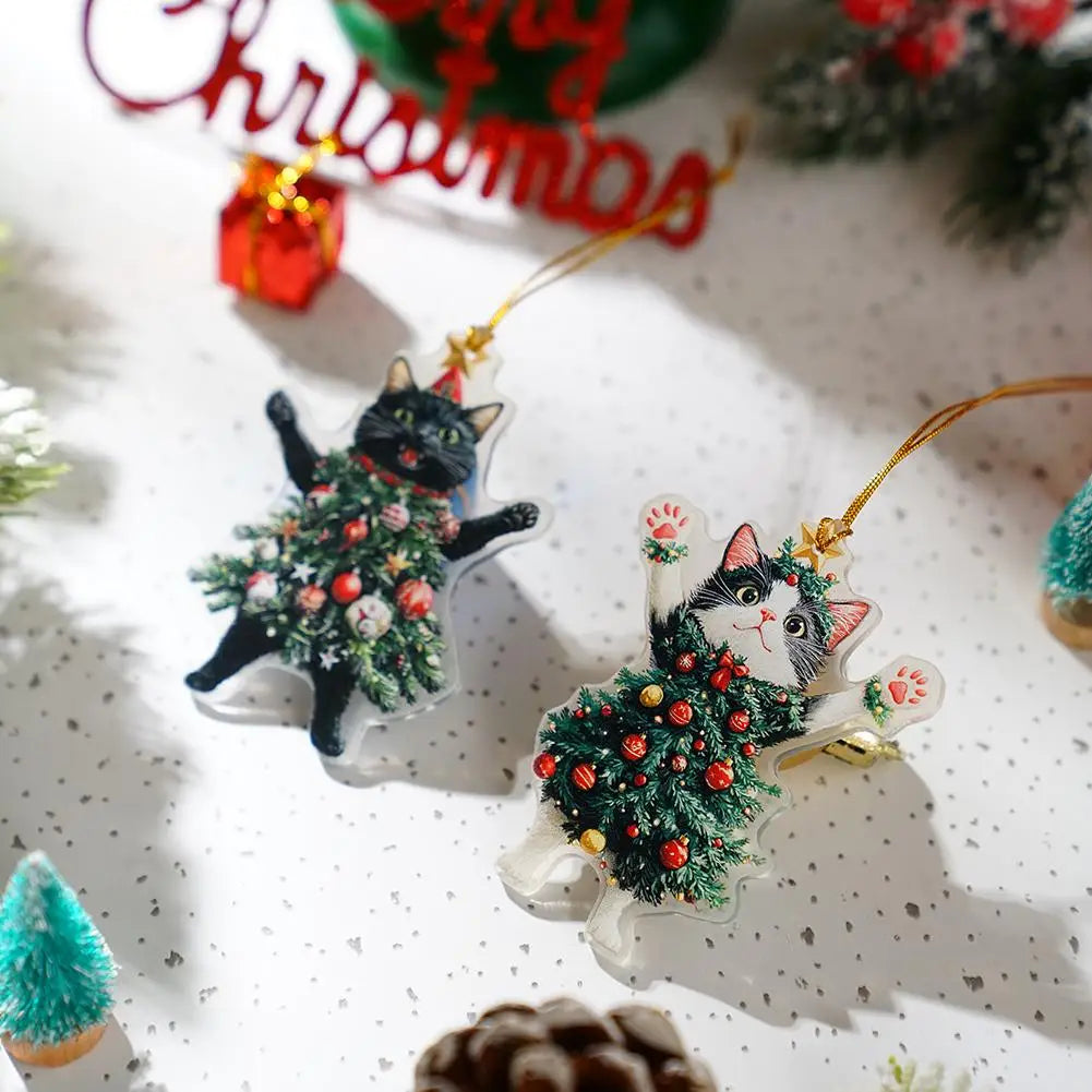 Christmas Decoration Animal Cats Playful Hanging Decoration Realistic Vibrant Cute Colorful Party Supplies Home Decor Kids Gi