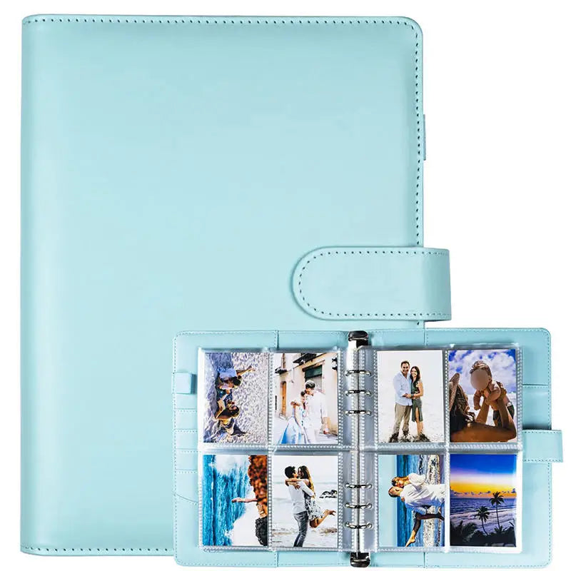 Kpop Photocard Binder with 25 pages 4-Pocket Card Collector Album with 200 Card Slots PU Leather Cover Organizing Cards - Blu