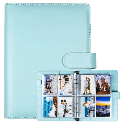 Kpop Photocard Binder with 25 pages 4-Pocket Card Collector Album with 200 Card Slots PU Leather Cover Organizing Cards - Blu