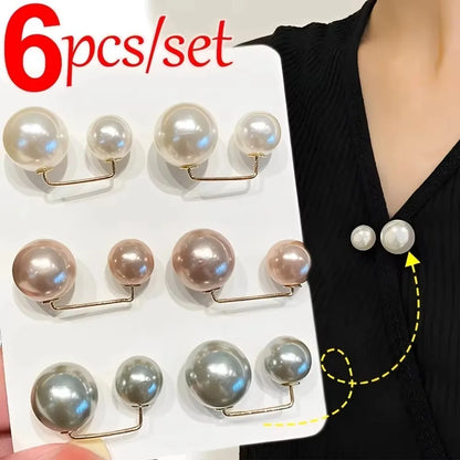 3/6/8Pcs Clothing Accessories Pearl Brooch Detachable Double Head Pin Waist Clip Jewelry Accessory Multifunctional Pants Pin 