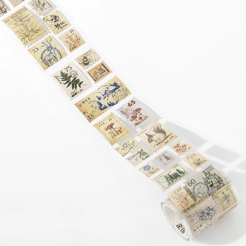 55mmx2m Vintage Stamp Tape Style Stickers 1 roll Decorative collage Diary Album Scrapbooking material Craft Supplies - 6