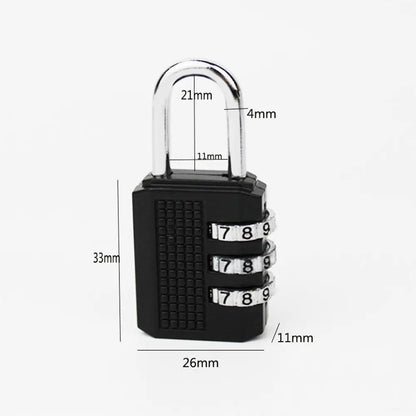 3 Digit Resettable Combination Padlock Luggage Case Padlock Box Black Lock Coded Lock School Gym Locker Sheds 2022