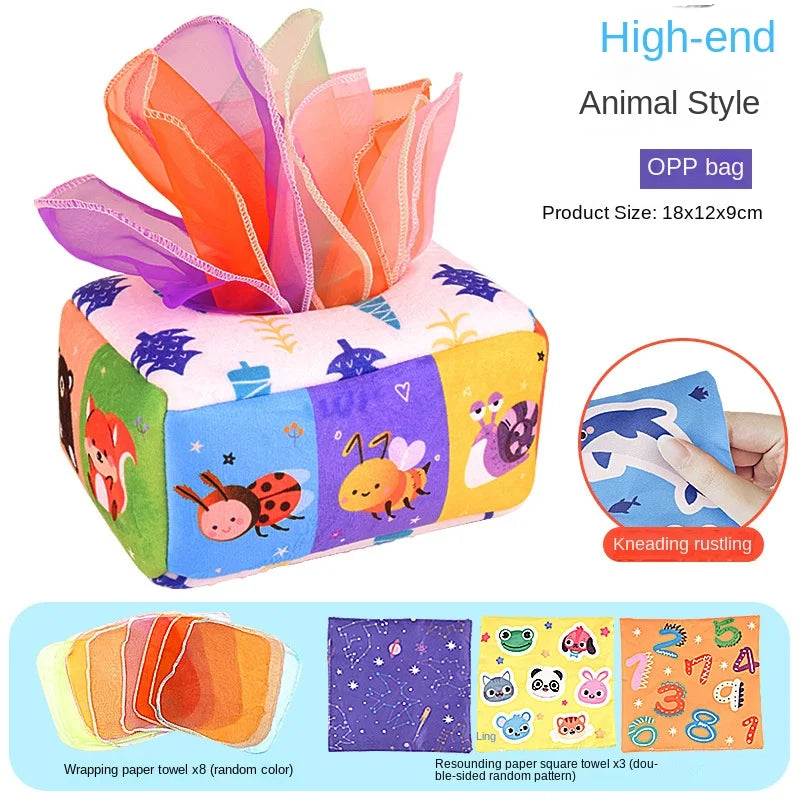 Baby Montessori Toy,Magic Tissue Box,Educational Learning Activity Sensory Toy For Kids Finger Exercising Busy Board Baby Gam