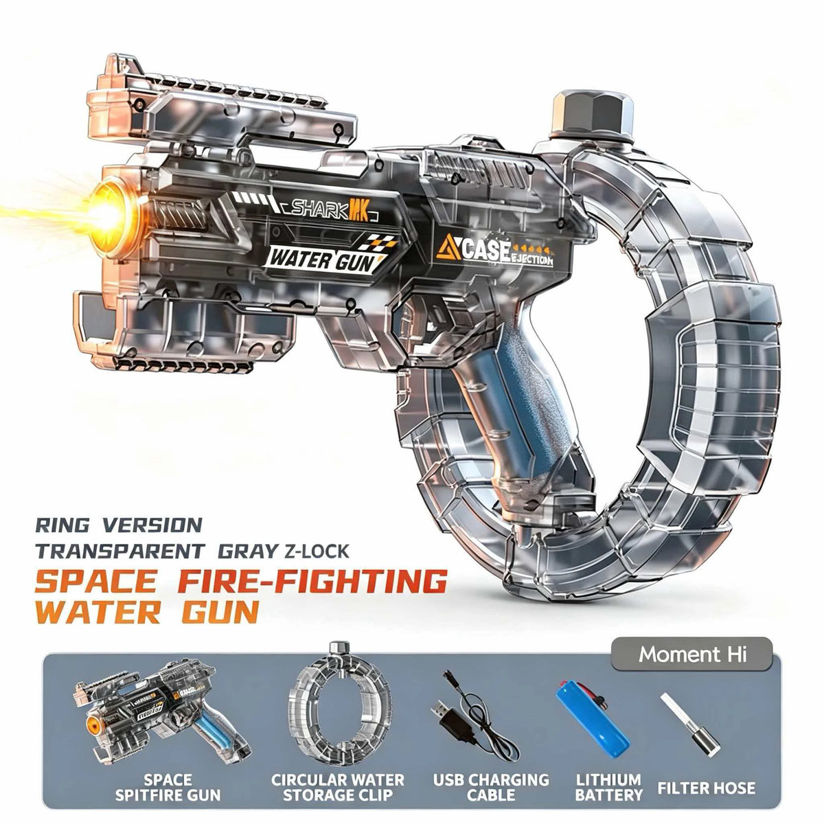 Simulated Firing and Recoil Electric Water Gun Toys Children Automatic Sensor Lights Water Pistol Summer Outdoor Beach Kids T