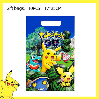 Pokemon Birthday Party Decoration Pikachu Disposable Tableware Cup Napkin Plate Tablecloth Baby Shower Cake Topper Flag Ballo