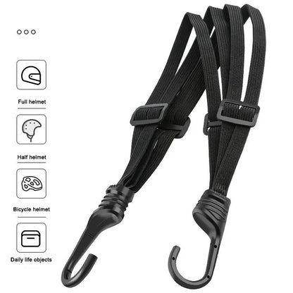 SEAMETAL Motorcycle Back Seat Helmet Strips Elastic Rope Motorcycle Helmet Fixed Strap Adjustment Fix Rope Goods Strap 60cm/9