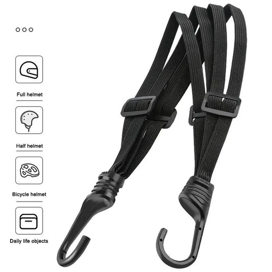 SEAMETAL Motorcycle Back Seat Helmet Strips Elastic Rope Motorcycle Helmet Fixed Strap Adjustment Fix Rope Goods Strap 60cm/9